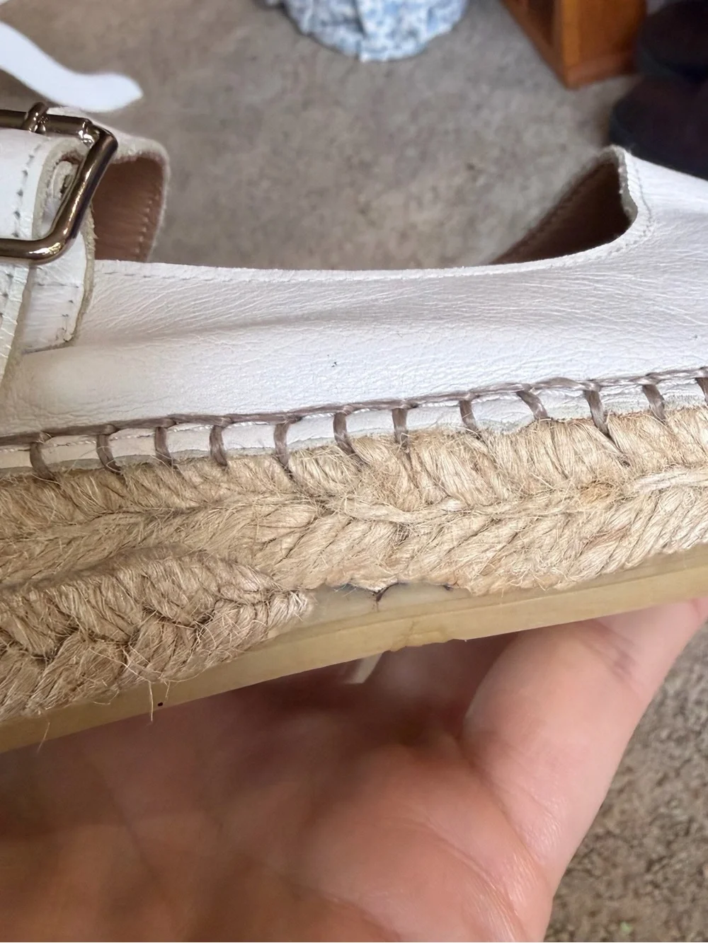 FABIOLAS Classy Buckle White MaryJane Low Heel Espadrilles  EU Sz 41 / US 10